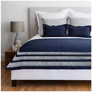 NWT Alicia Adams Alpaca 51x71 Montauk Throw in Gray/Blue